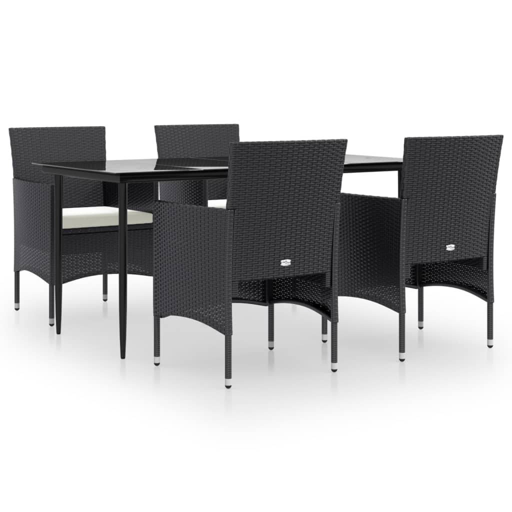 vidaXL 5-tlg. Garten-Essgruppe mit Kissen Schwarz