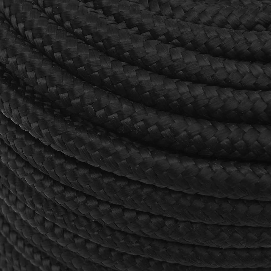 vidaXL Bootsseil Schwarz 14 mm 50 m Polypropylen