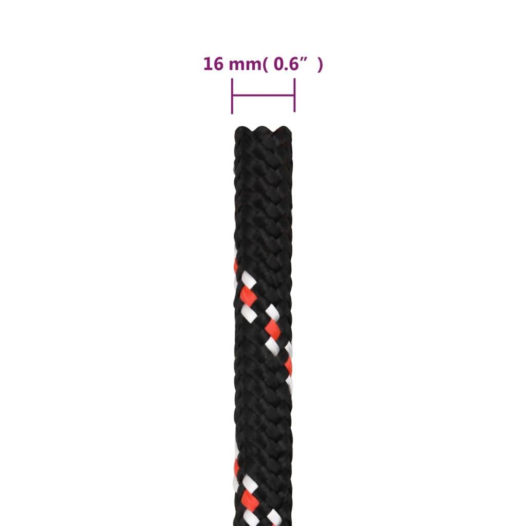 vidaXL Bootsseil Schwarz 16 mm 100 m Polypropylen