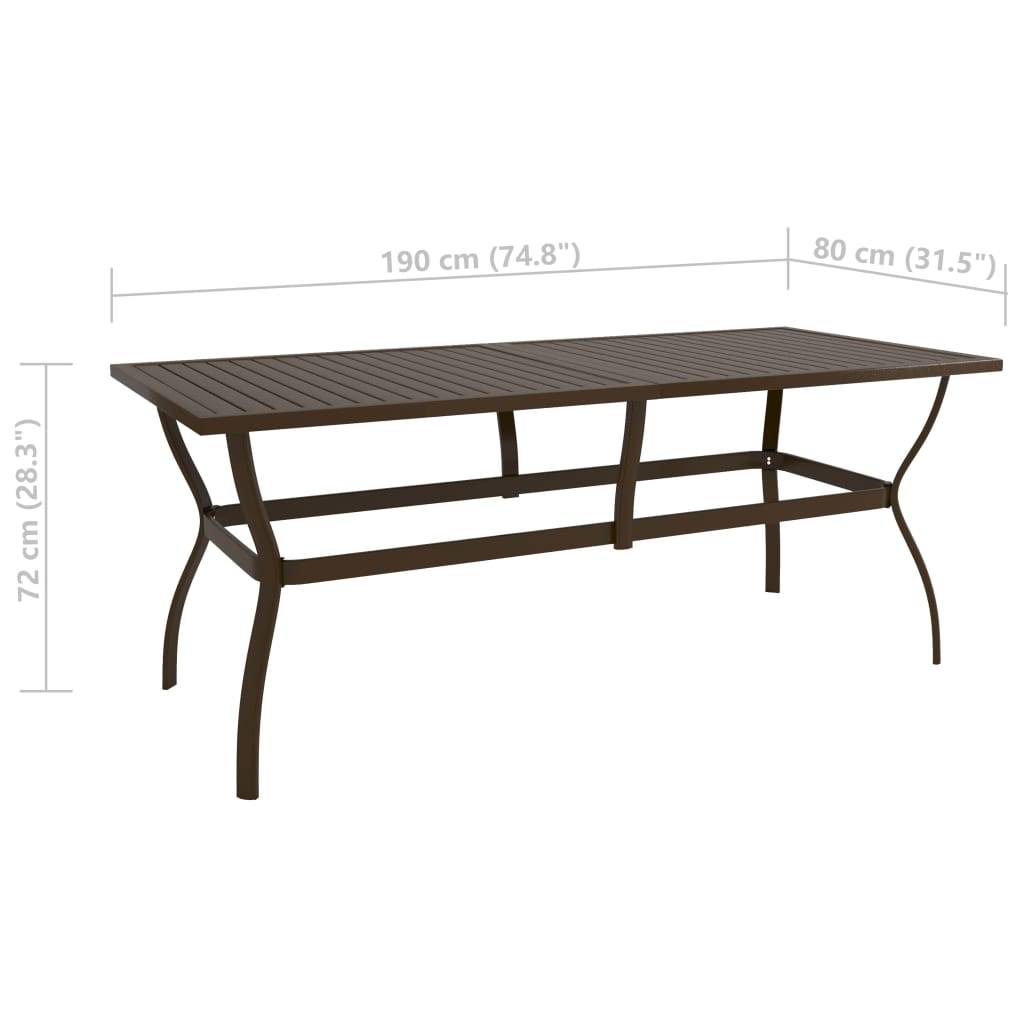 vidaXL Gartentisch Braun 190x80x72 cm Stahl