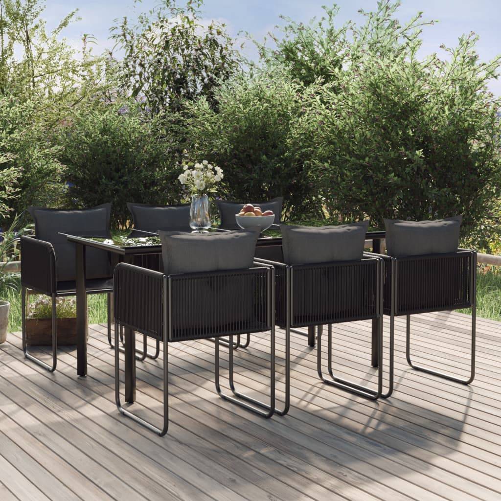 vidaXL 7-tlg. Garten-Essgruppe Schwarz