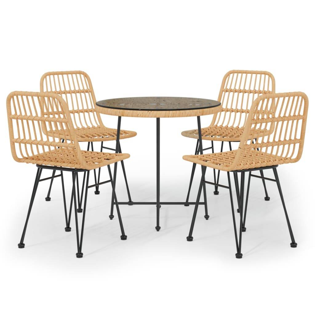 vidaXL 5-tlg. Garten-Essgruppe Poly Rattan