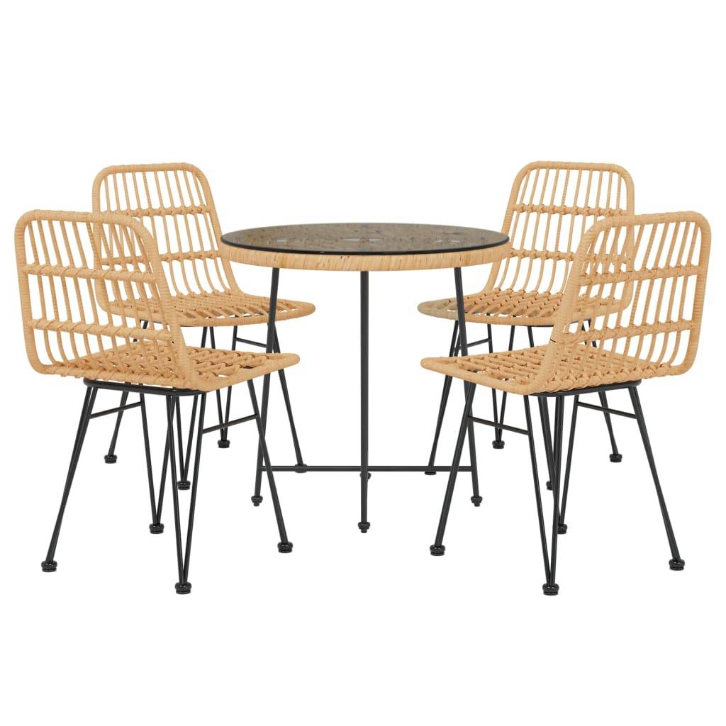 vidaXL 5-tlg. Garten-Essgruppe Poly Rattan