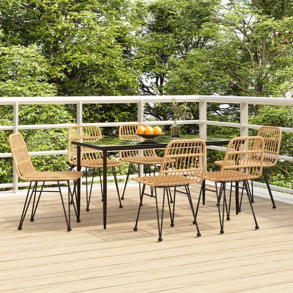 vidaXL 7-tlg. Garten-Essgruppe Poly Rattan