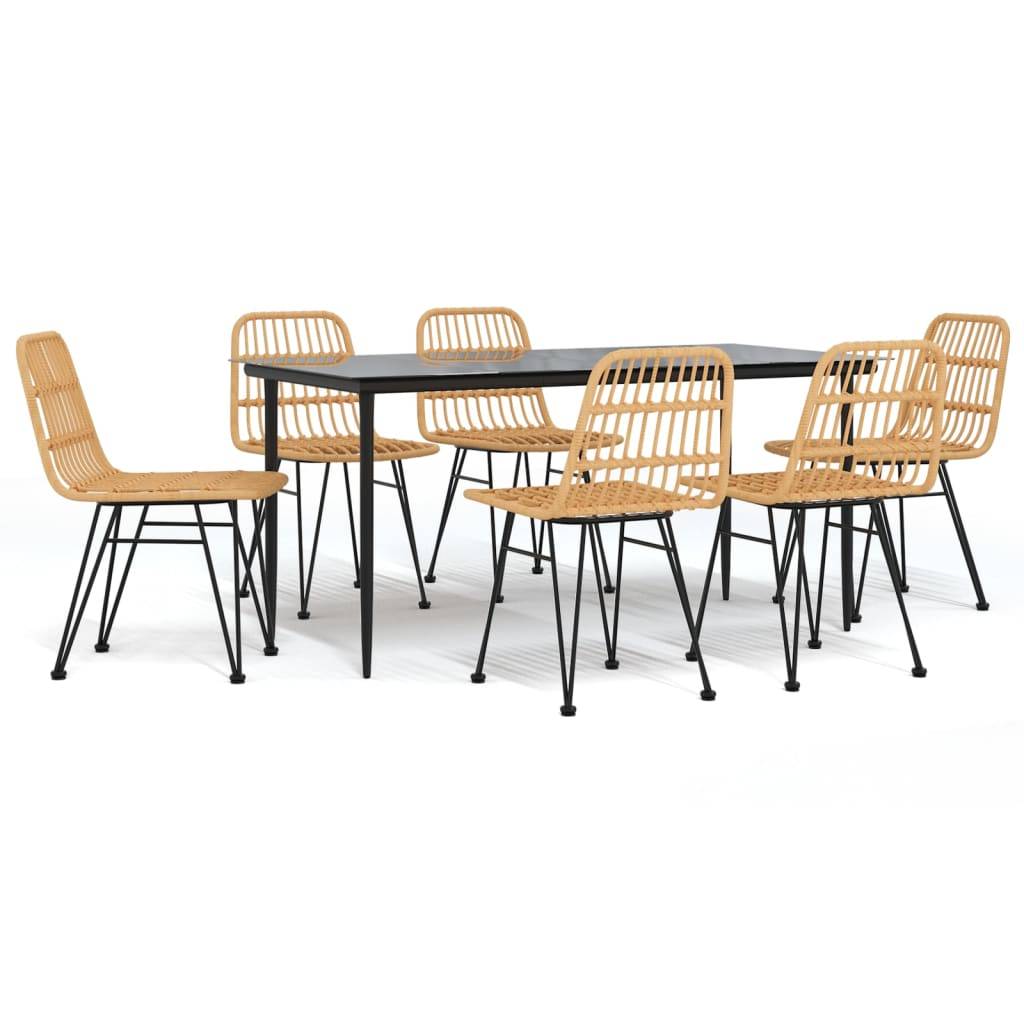 vidaXL 7-tlg. Garten-Essgruppe Poly Rattan
