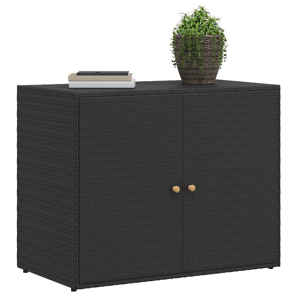 vidaXL Gartenschrank Schwarz 100x55,5x80 cm Poly Rattan