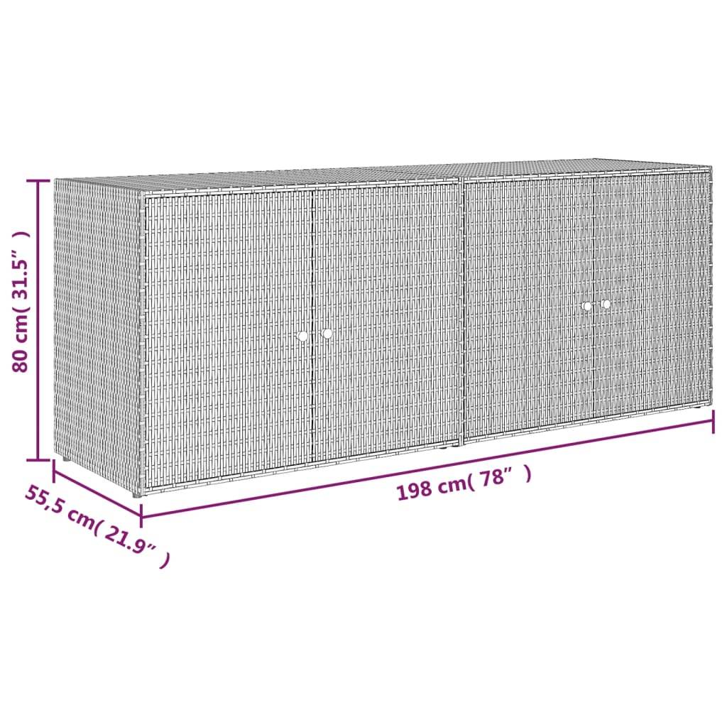 vidaXL Gartenschrank Grau 198x55,5x80 cm Poly Rattan