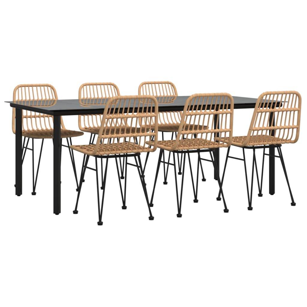 vidaXL 7-tlg. Garten-Essgruppe Poly Rattan