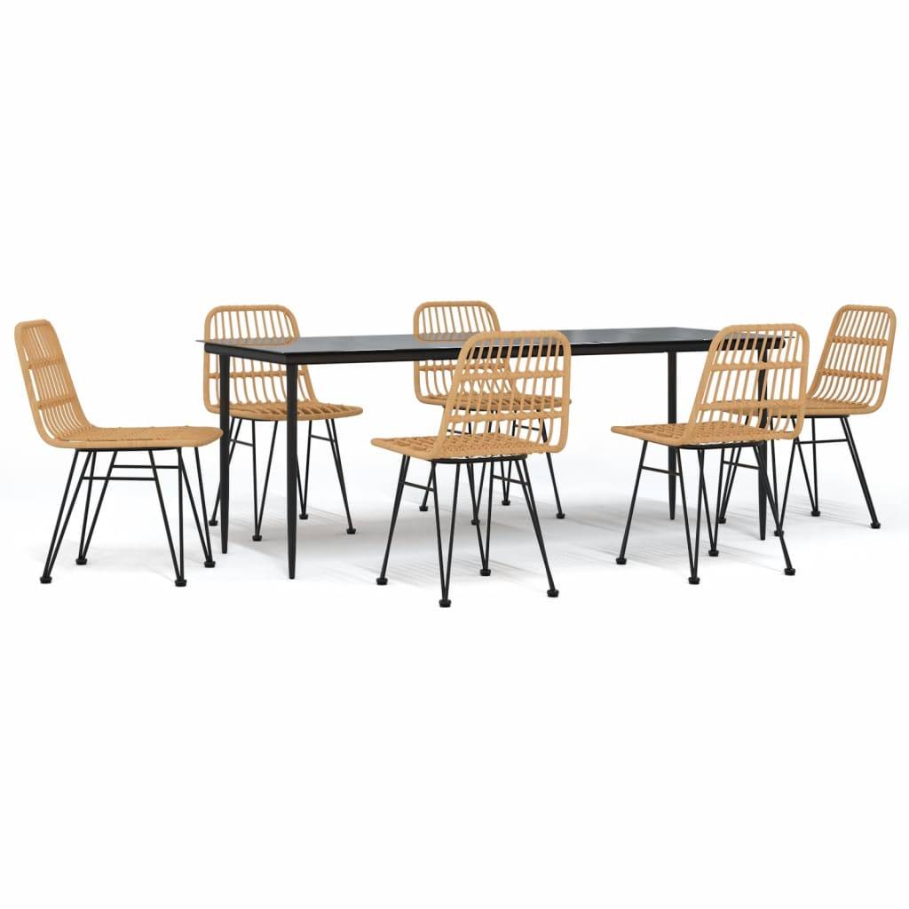 vidaXL 7-tlg. Garten-Essgruppe Poly Rattan