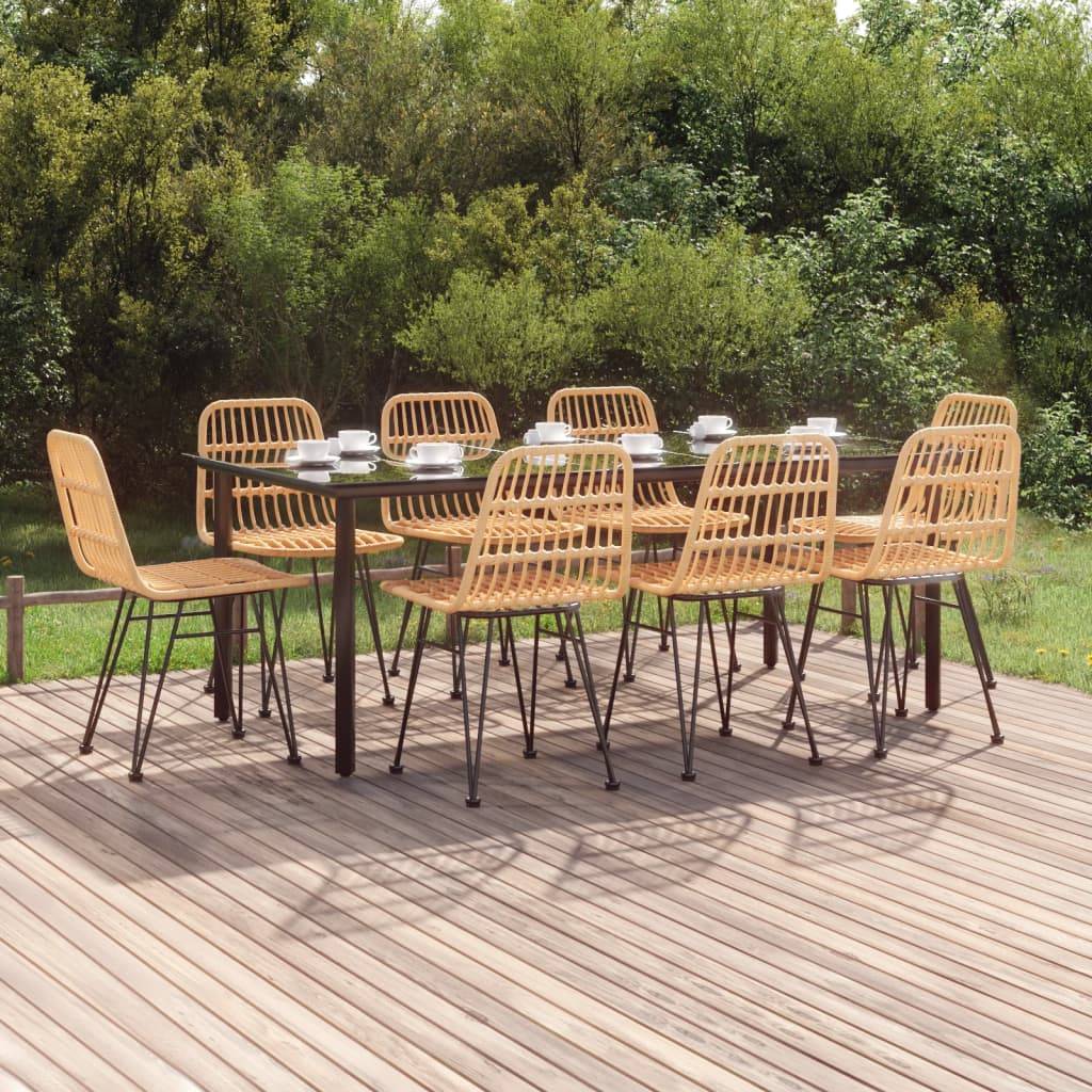 vidaXL 9-tlg. Garten-Essgruppe Poly Rattan