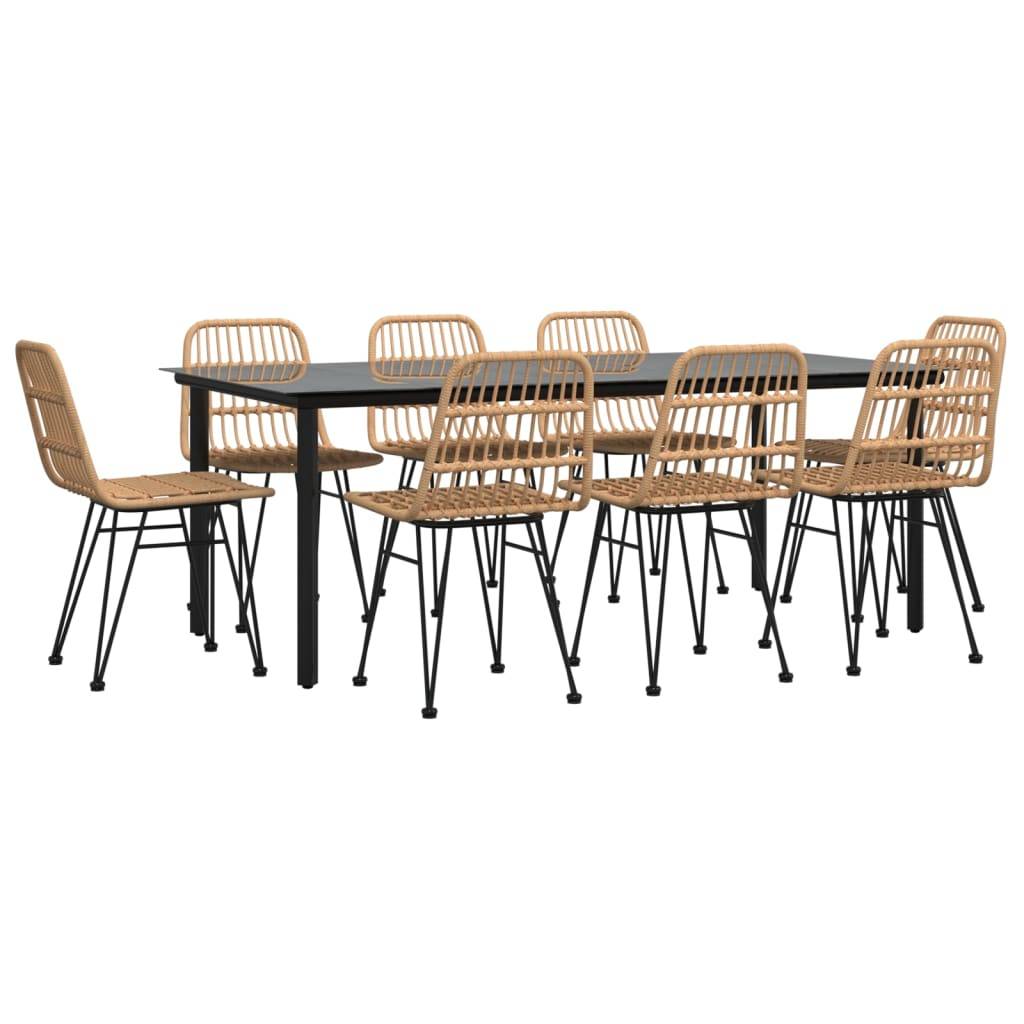 vidaXL 9-tlg. Garten-Essgruppe Poly Rattan