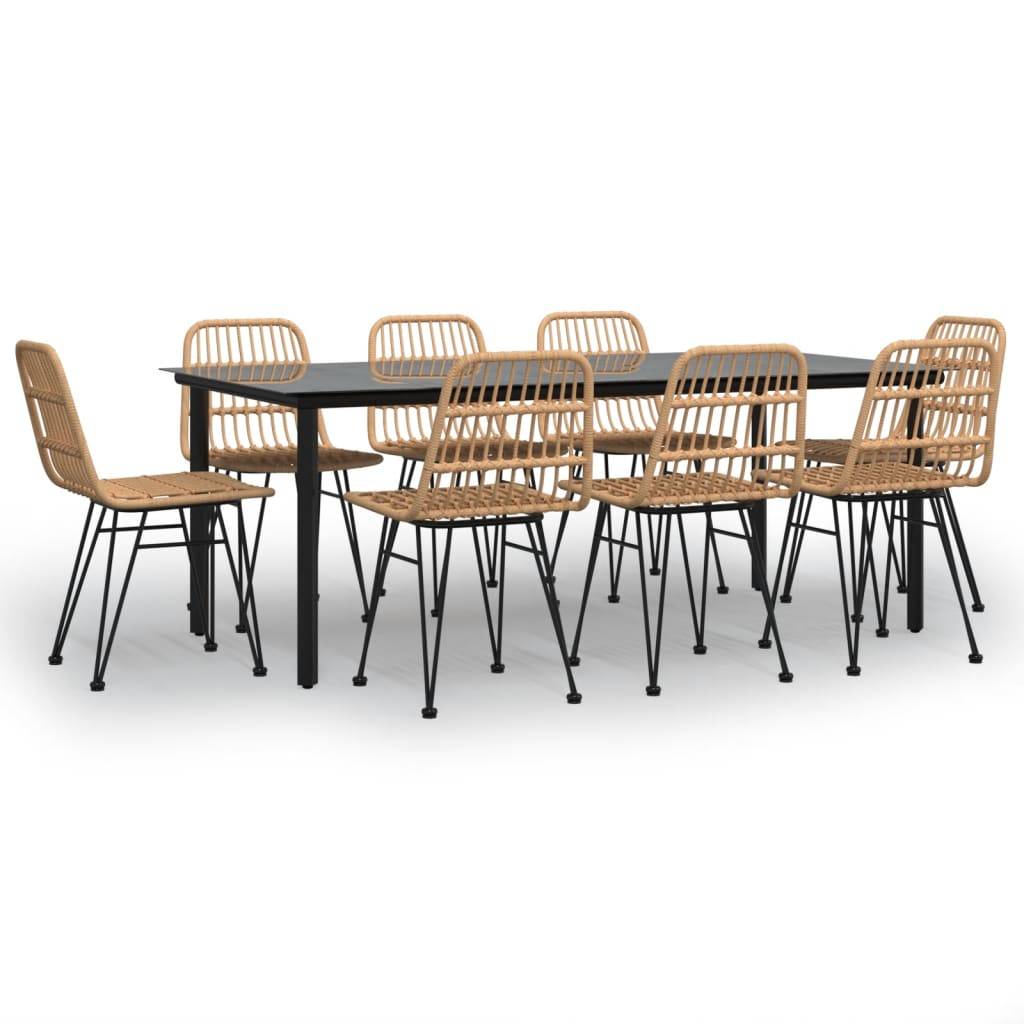 vidaXL 9-tlg. Garten-Essgruppe Poly Rattan