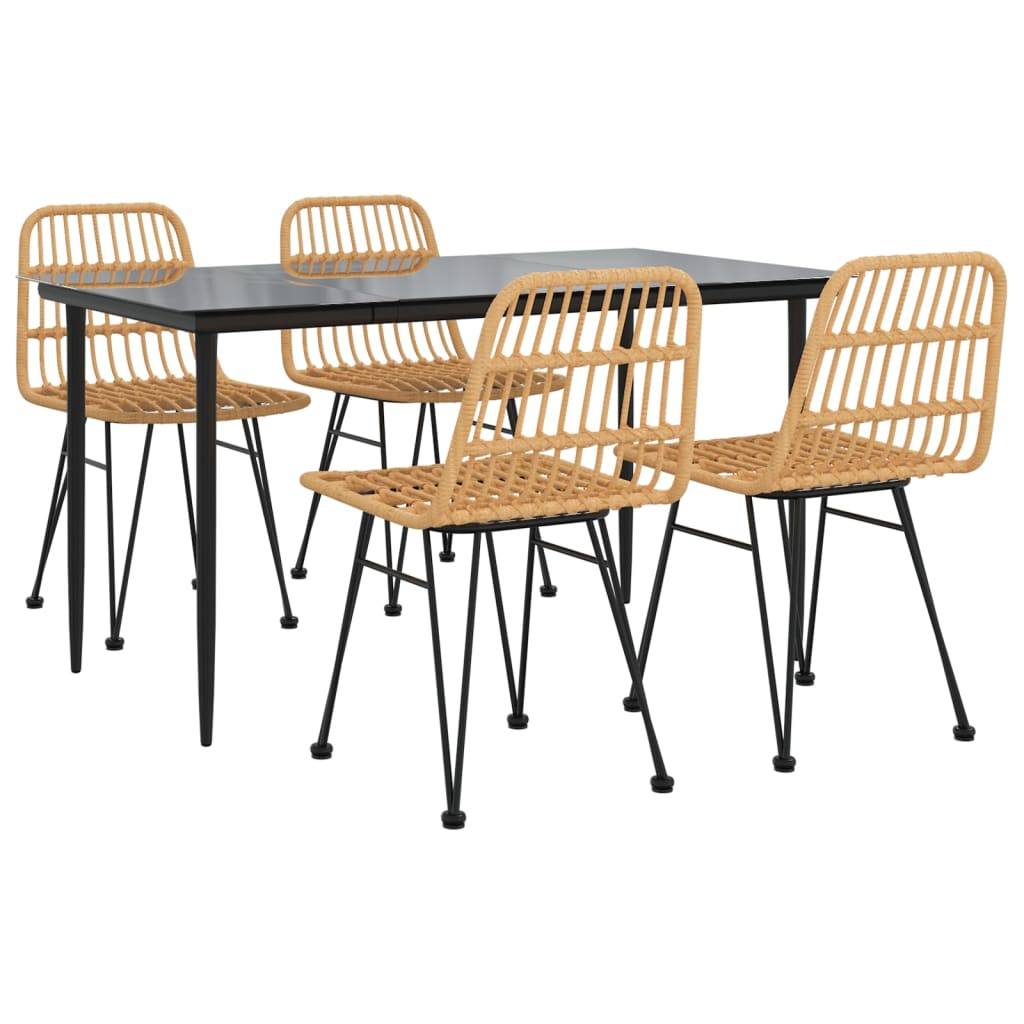 vidaXL 5-tlg. Garten-Essgruppe Poly Rattan