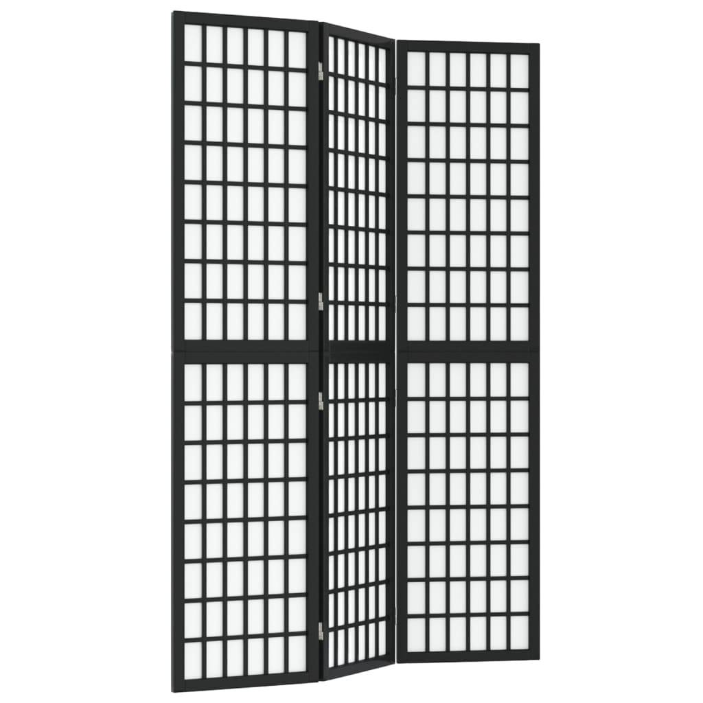vidaXL 3-tlg. Paravent Japanischer Stil Faltbar 120x170 cm Schwarz