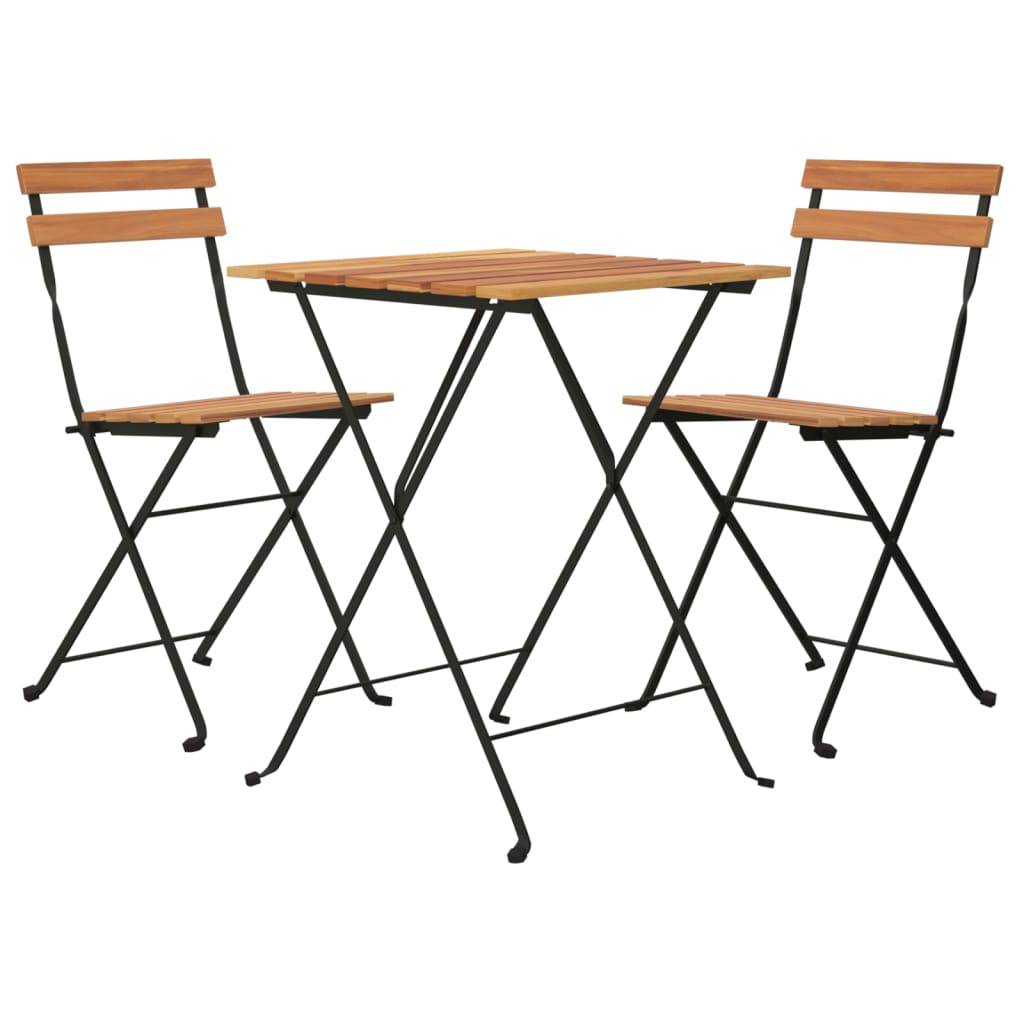 vidaXL 3-tlg. Bistro-Set Klappbar Massivholz Teak und Stahl
