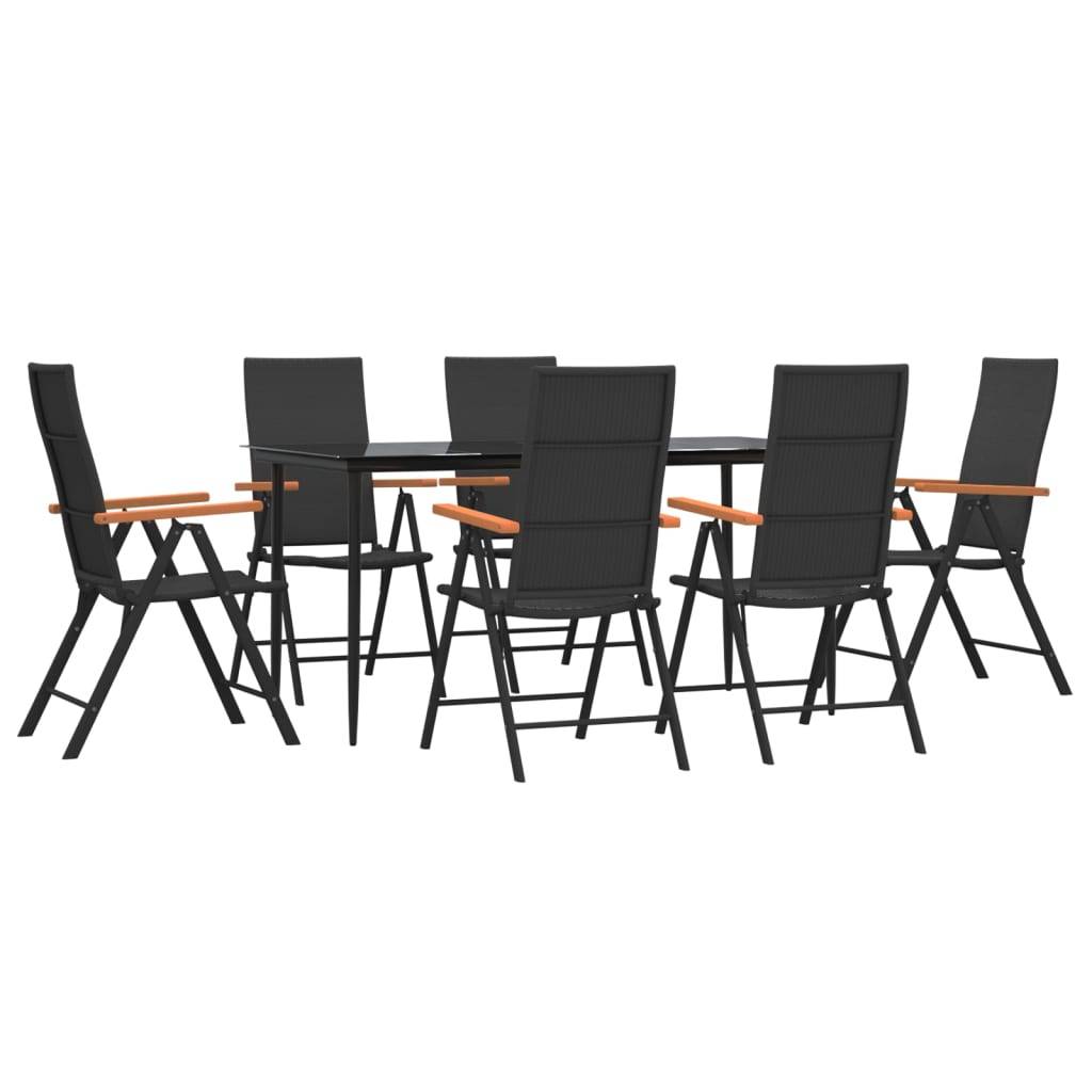 vidaXL 7-tlg. Garten-Essgruppe Schwarz und Braun Poly Rattan