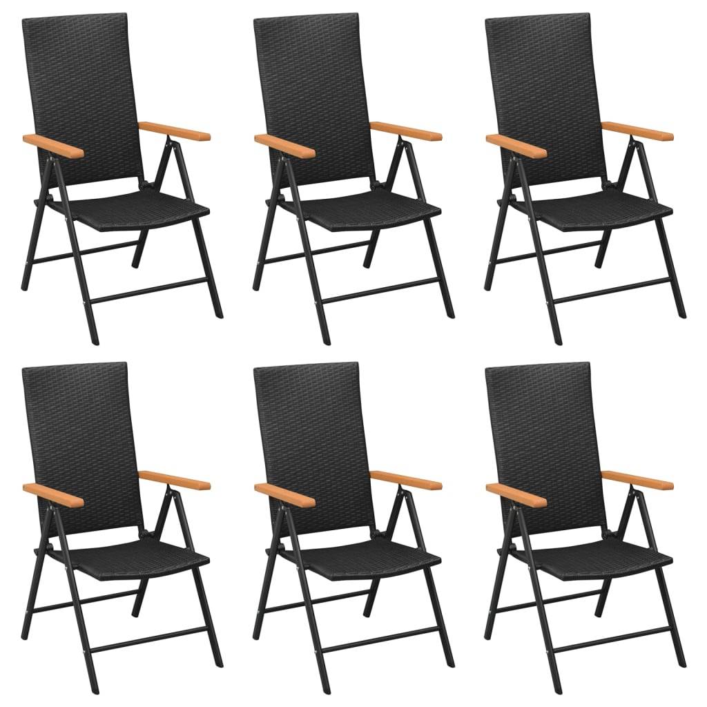 vidaXL 7-tlg. Garten-Essgruppe Schwarz und Braun Poly Rattan