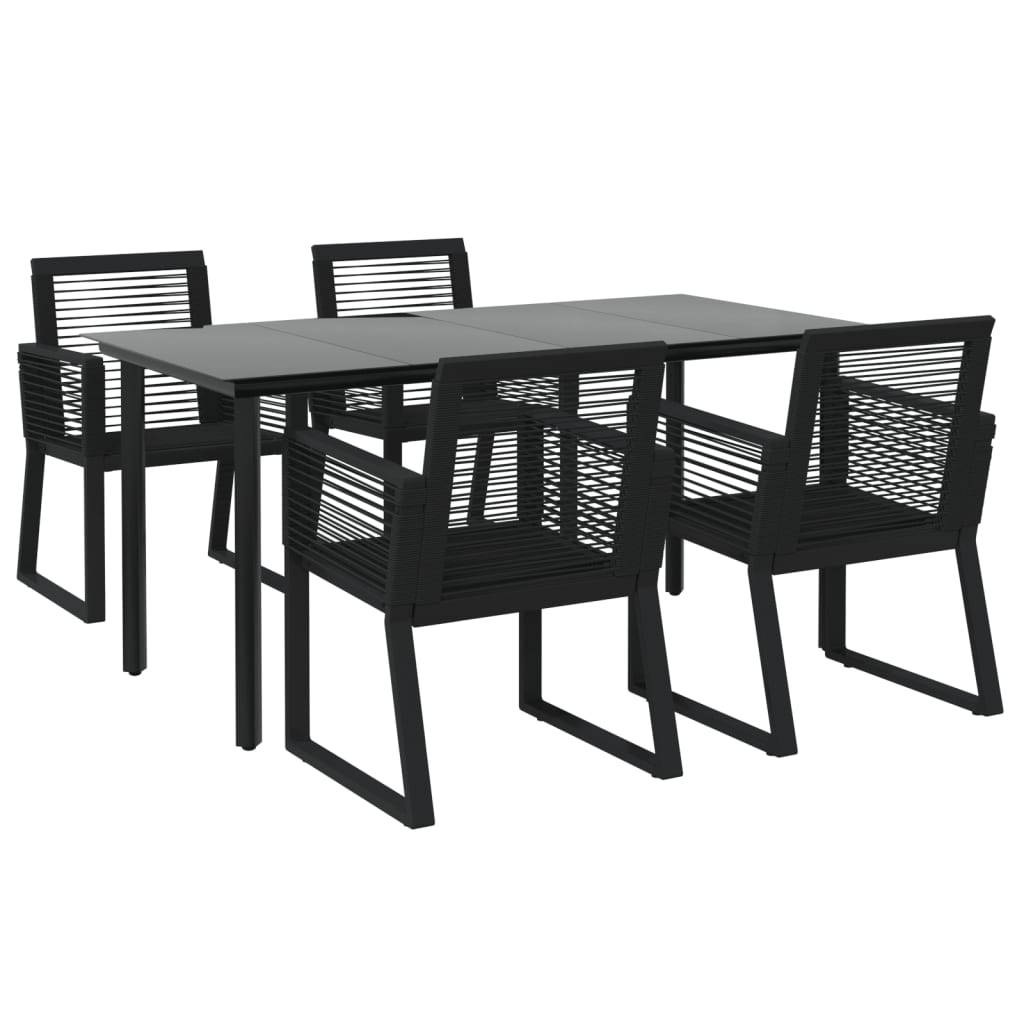 vidaXL 5-tlg. Garten-Essgruppe Schwarz PVC Rattan