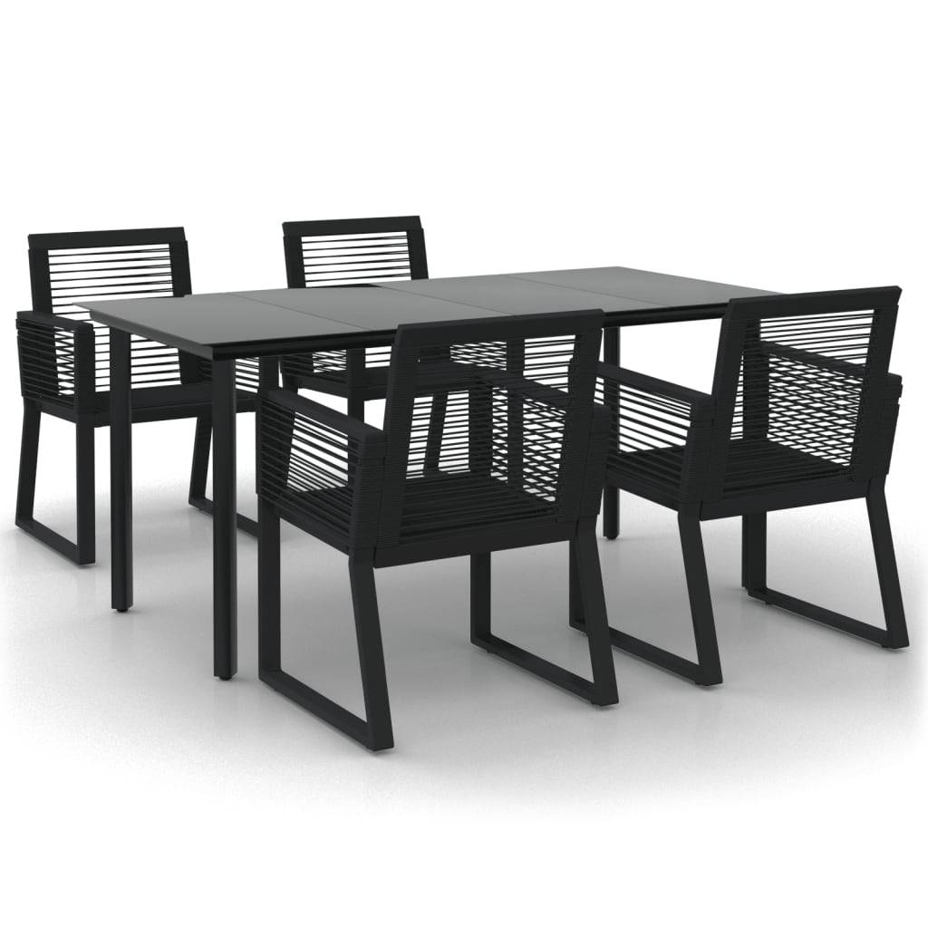 vidaXL 5-tlg. Garten-Essgruppe Schwarz PVC Rattan