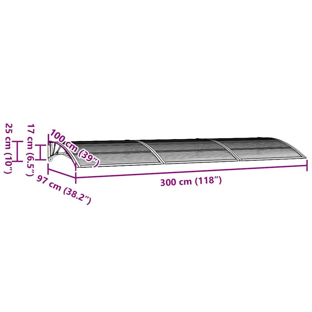 vidaXL Türvordach Grau 300x100 cm Polycarbonat