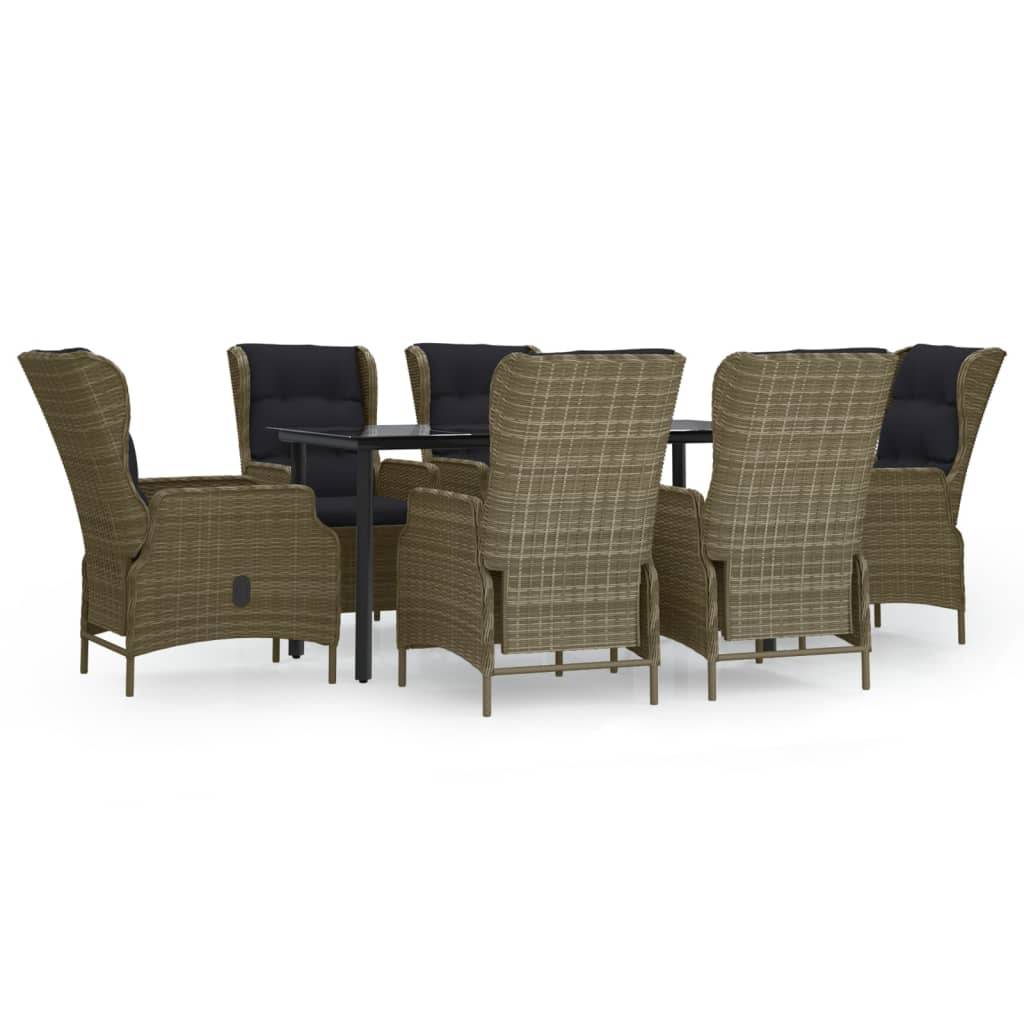 vidaXL 7-tlg. Garten-Essgruppe Braun Poly Rattan