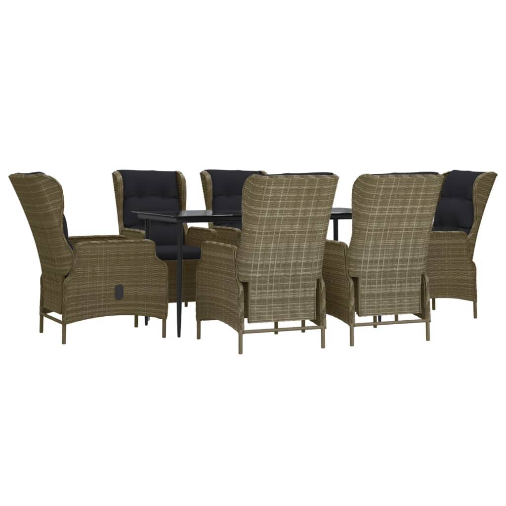 vidaXL 7-tlg. Garten-Essgruppe Braun Poly Rattan