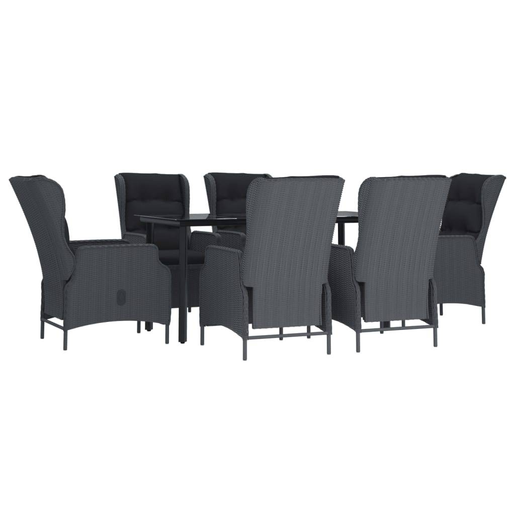 vidaXL 7-tlg. Garten-Essgruppe Dunkelgrau Poly Rattan