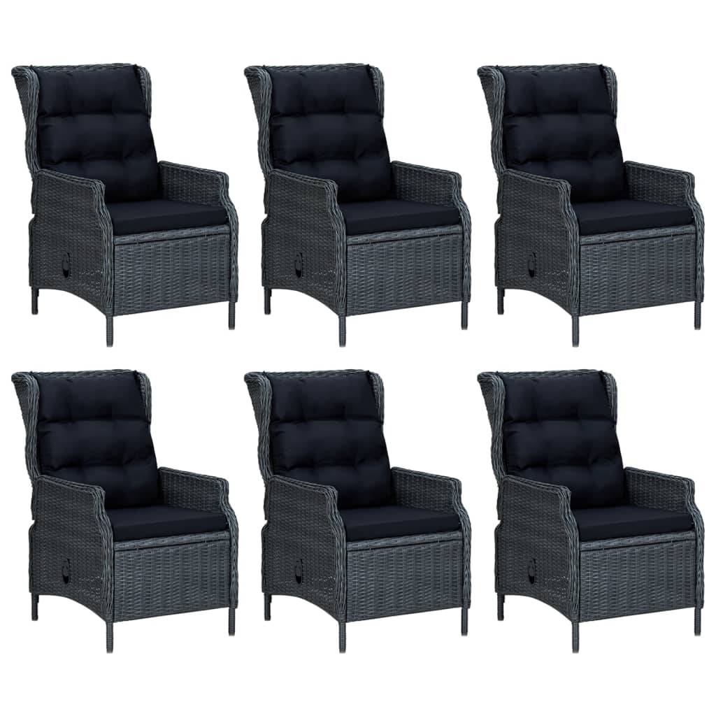 vidaXL 7-tlg. Garten-Essgruppe Dunkelgrau Poly Rattan