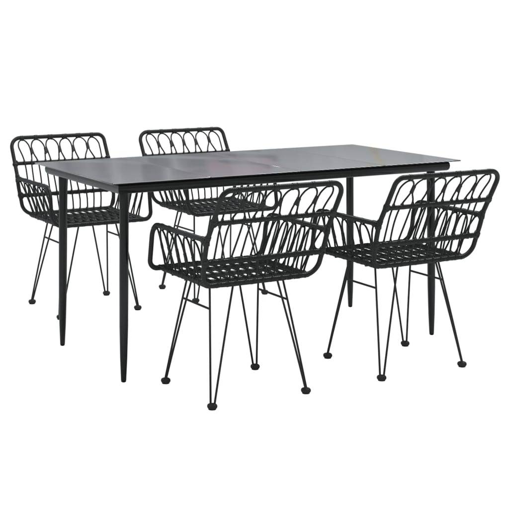 vidaXL 5-tlg. Garten-Essgruppe Schwarz Poly Rattan