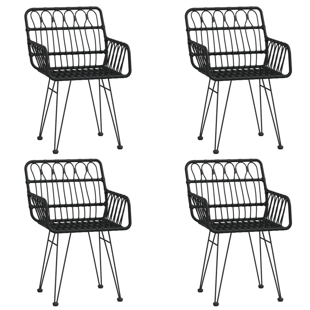 vidaXL 5-tlg. Garten-Essgruppe Schwarz Poly Rattan