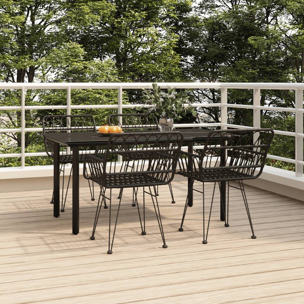 vidaXL 5-tlg. Garten-Essgruppe Schwarz Poly Rattan