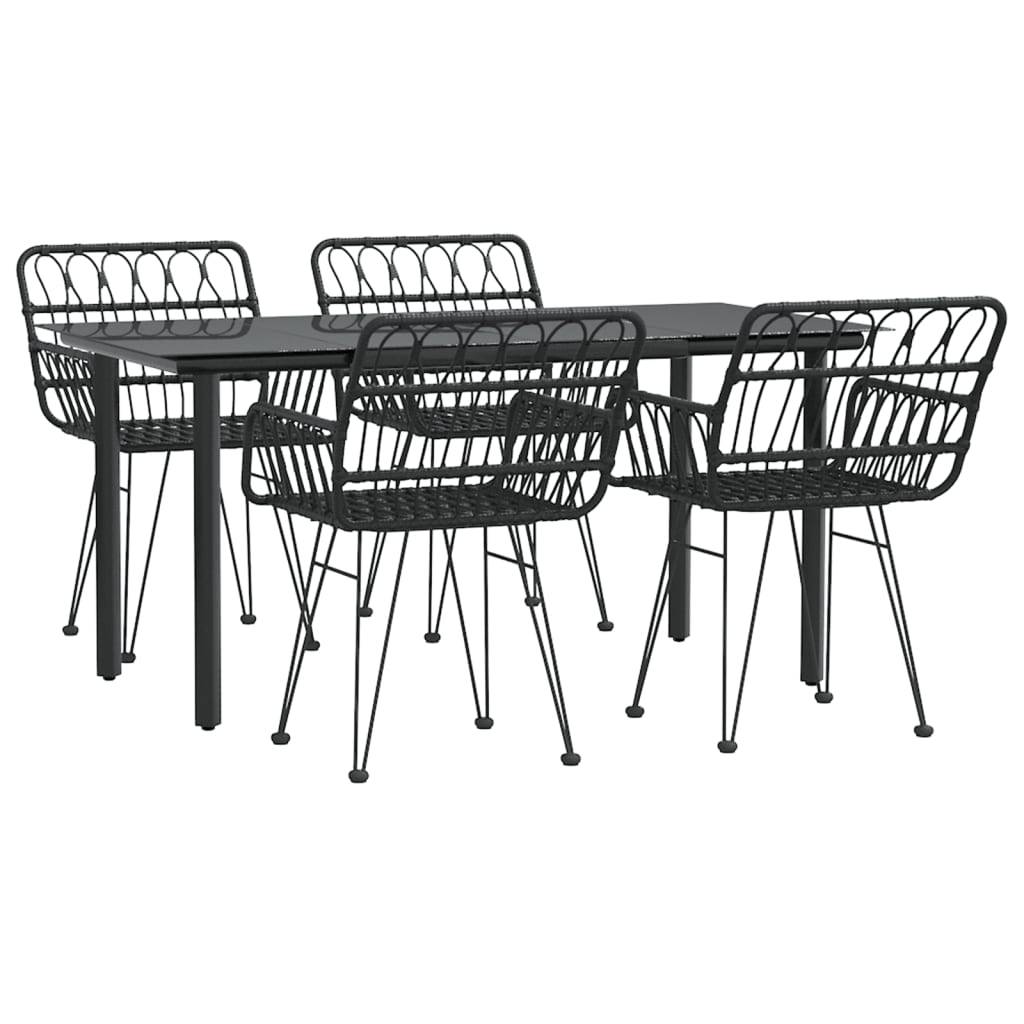 vidaXL 5-tlg. Garten-Essgruppe Schwarz Poly Rattan