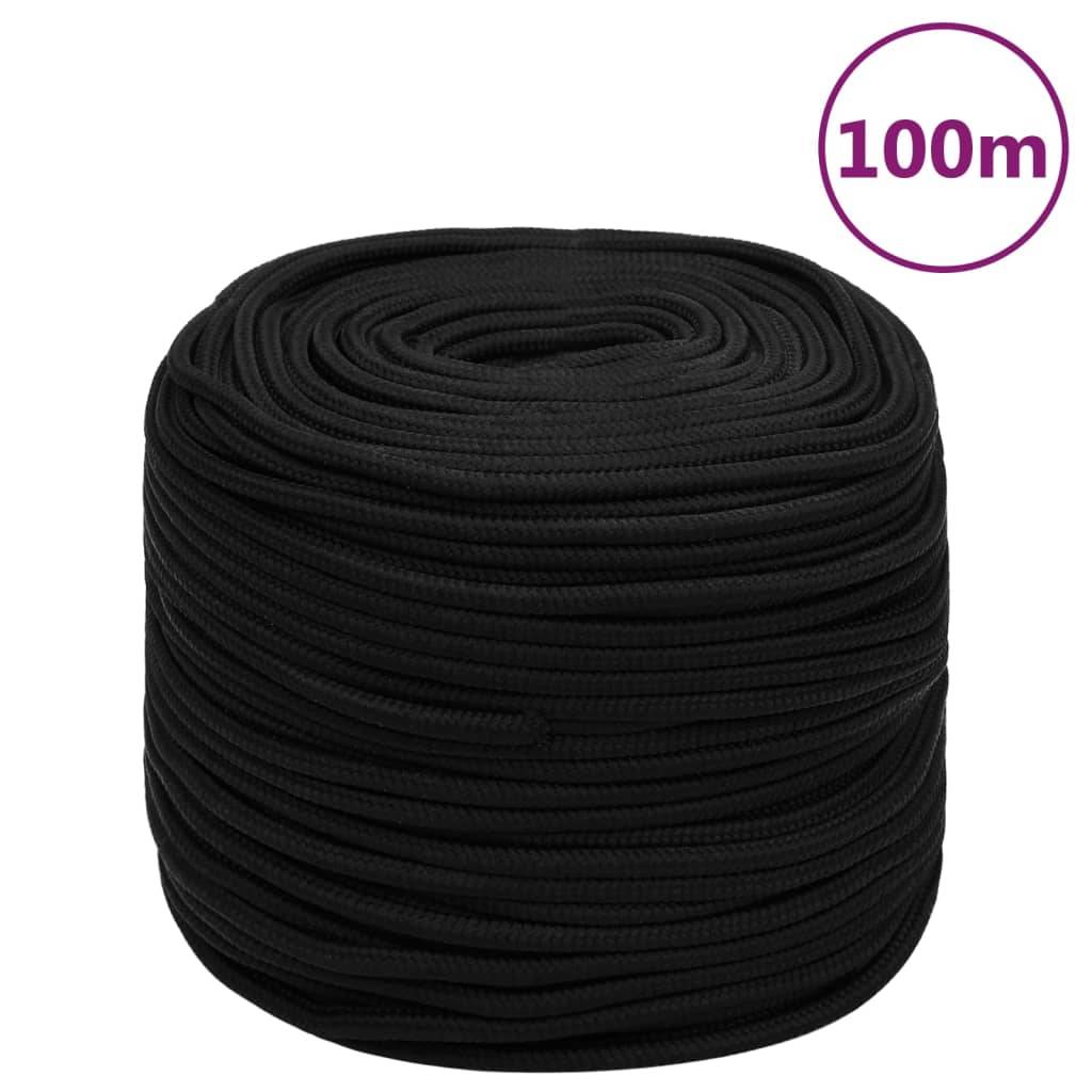 vidaXL Arbeitsseil Schwarz 6 mm 100 m Polyester