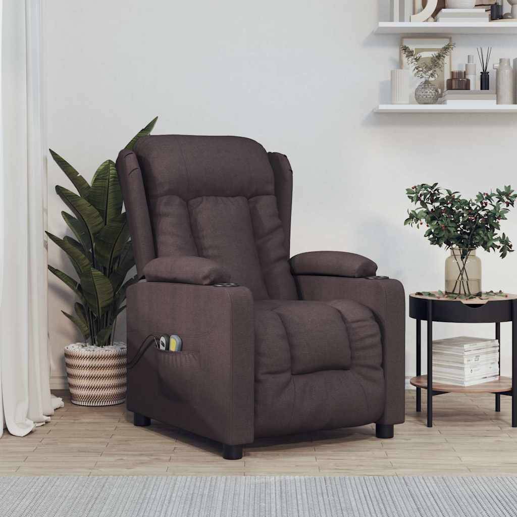 vidaXL Massagesessel Elektrisch Dunkelbraun Stoff
