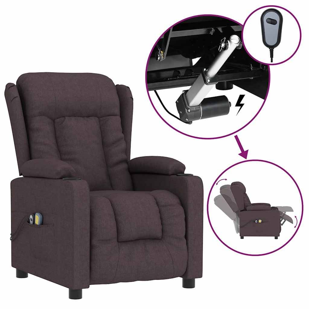 vidaXL Massagesessel Elektrisch Dunkelbraun Stoff