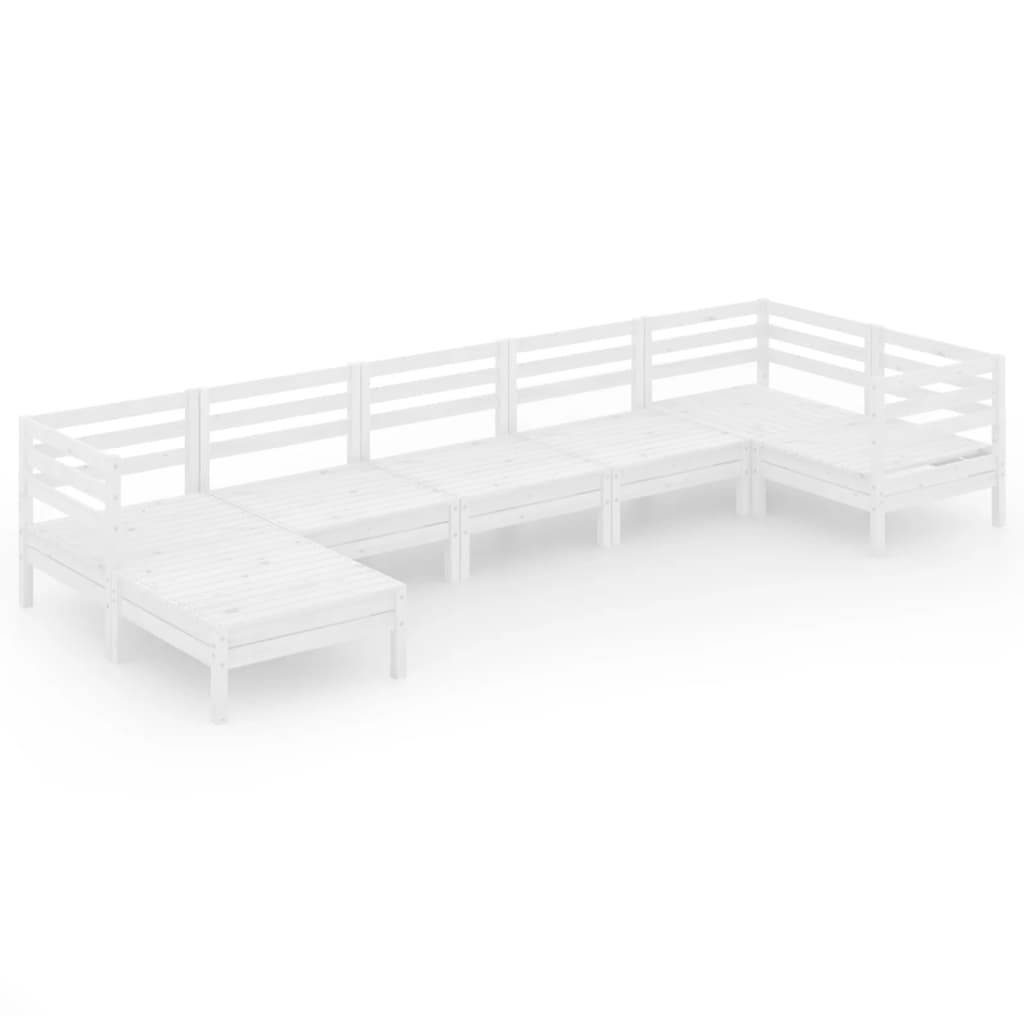 vidaXL 7-tlg. Garten-Lounge-Set Massivholz Kiefer Weiß