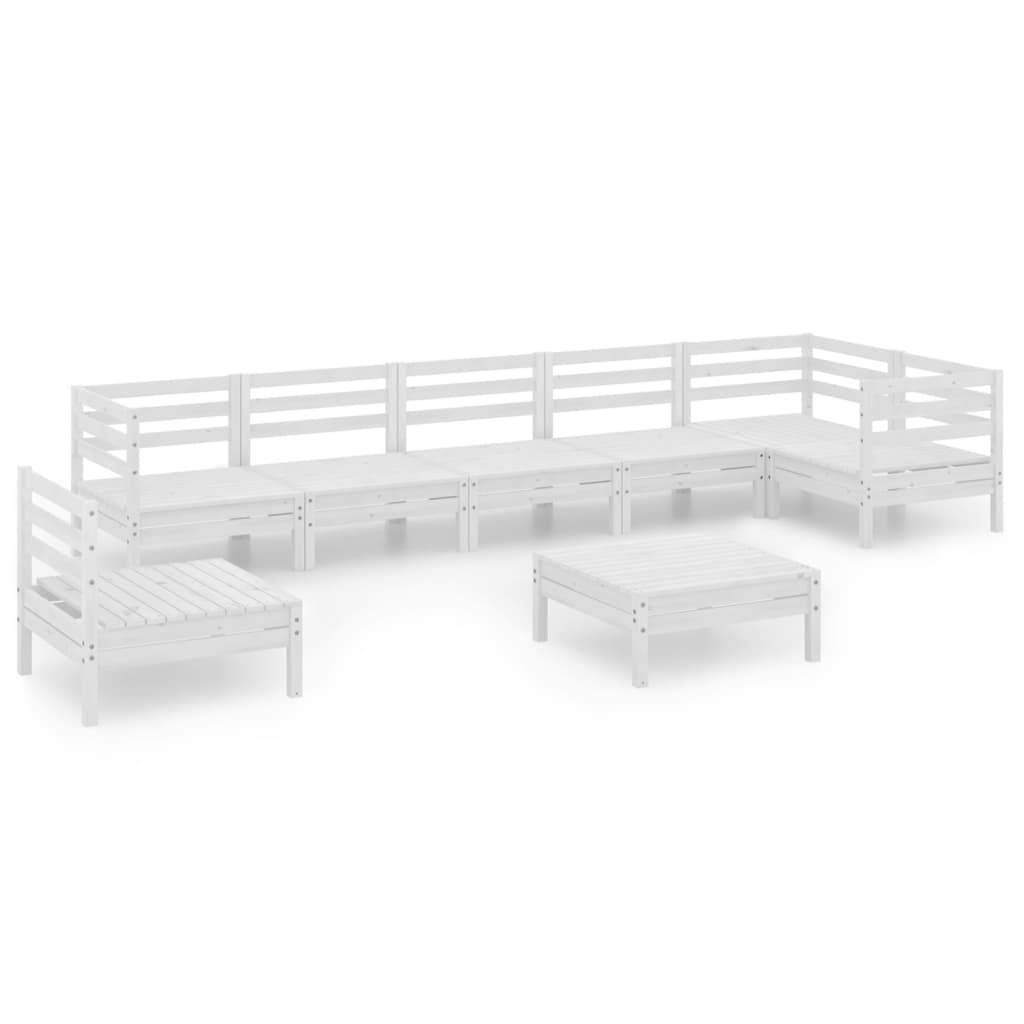 vidaXL 8-tlg. Garten-Lounge-Set Massivholz Kiefer Weiß