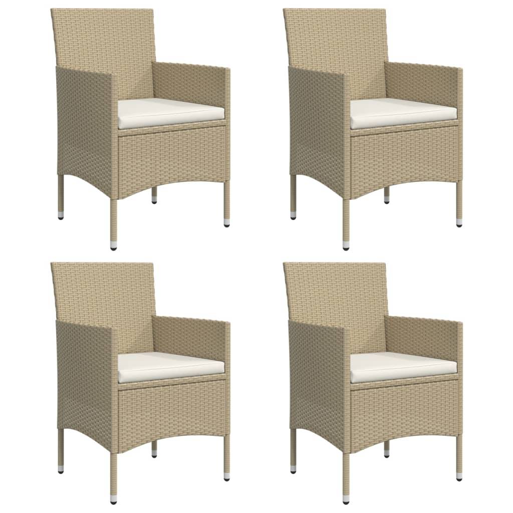 vidaXL 5-tlg. Garten-Essgruppe mit Kissen Beige und Schwarz