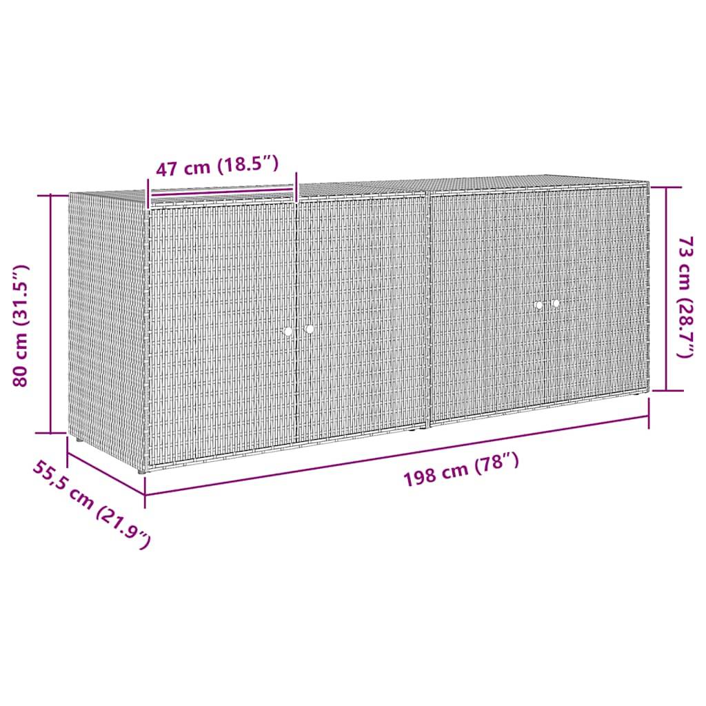vidaXL Gartenschrank Schwarz 198x55,5x80 cm Poly Rattan