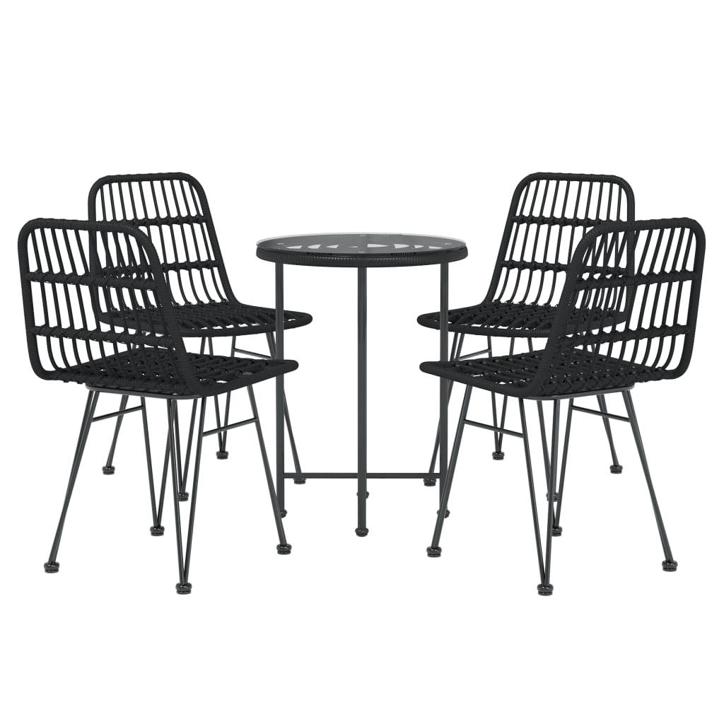 vidaXL 5-tlg. Garten-Essgruppe Schwarz Poly Rattan