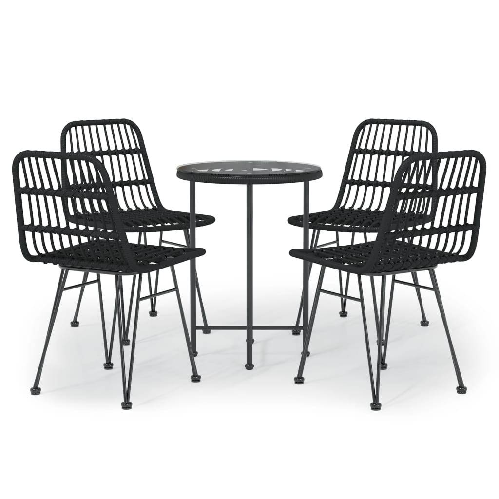 vidaXL 5-tlg. Garten-Essgruppe Schwarz Poly Rattan