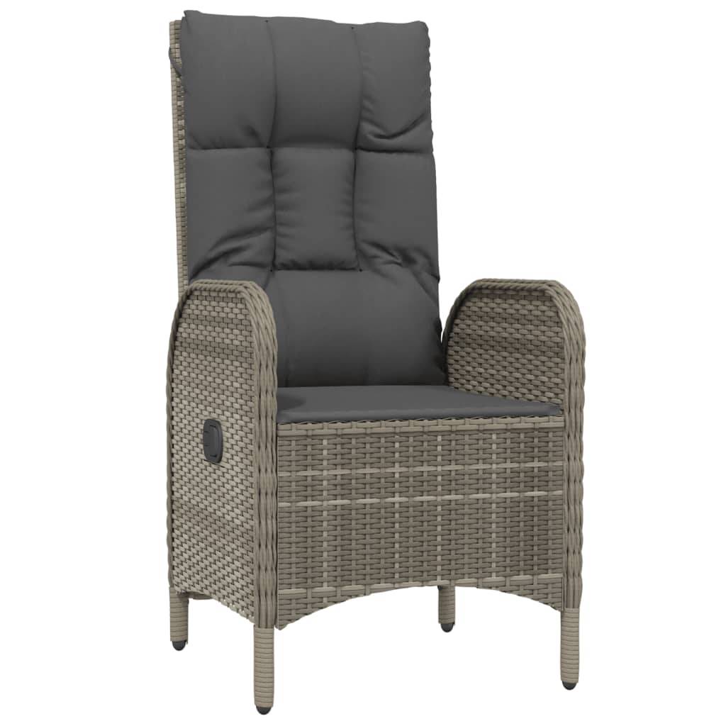 vidaXL 7-tlg. Garten-Essgruppe mit Kissen Grau Poly Rattan