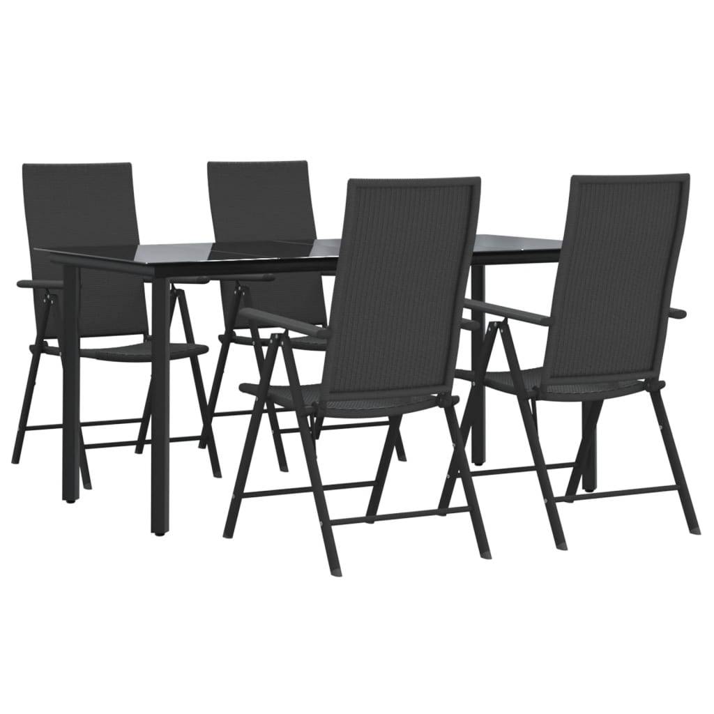 vidaXL 5-tlg. Garten-Essgruppe Schwarz Poly Rattan