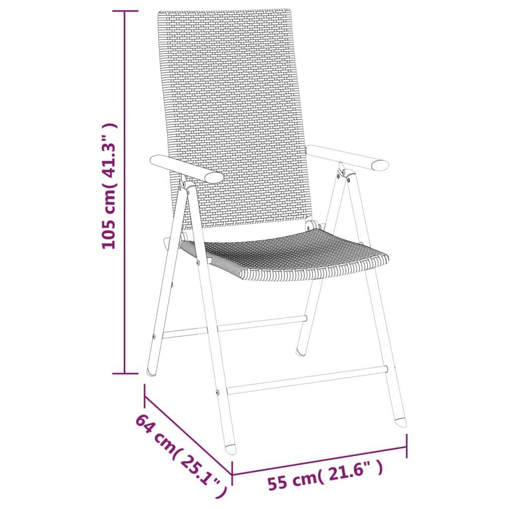 vidaXL 7-tlg. Garten-Essgruppe Schwarz Poly Rattan