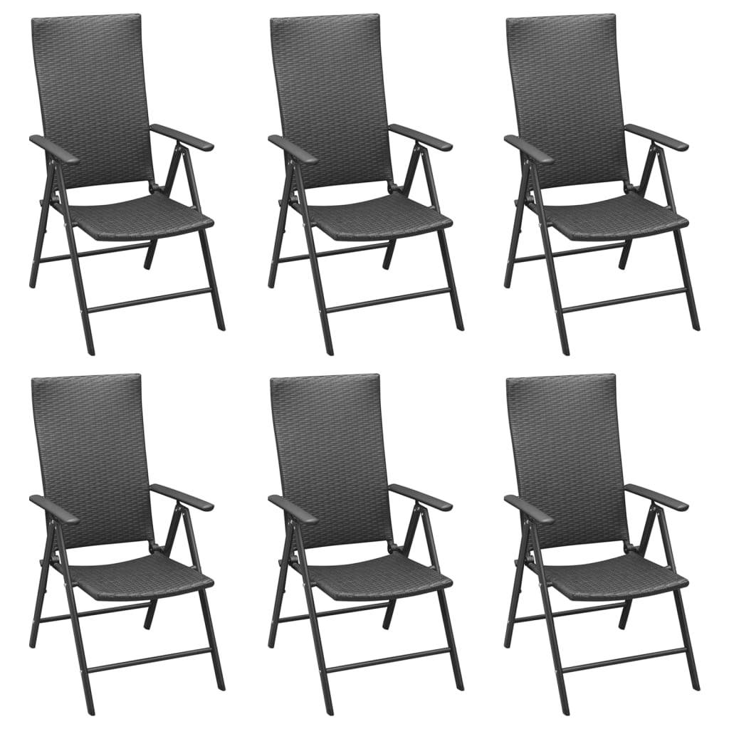 vidaXL 7-tlg. Garten-Essgruppe Schwarz Poly Rattan