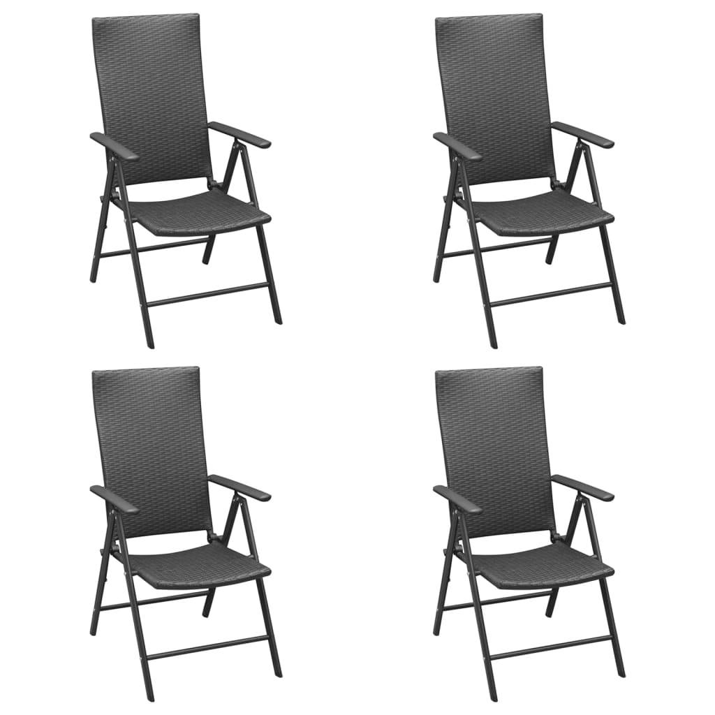 vidaXL 5-tlg. Garten-Essgruppe Schwarz Poly Rattan