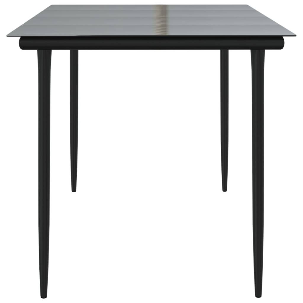vidaXL Garten-Esstisch Schwarz 160x80x74 cm Stahl und Hartglas