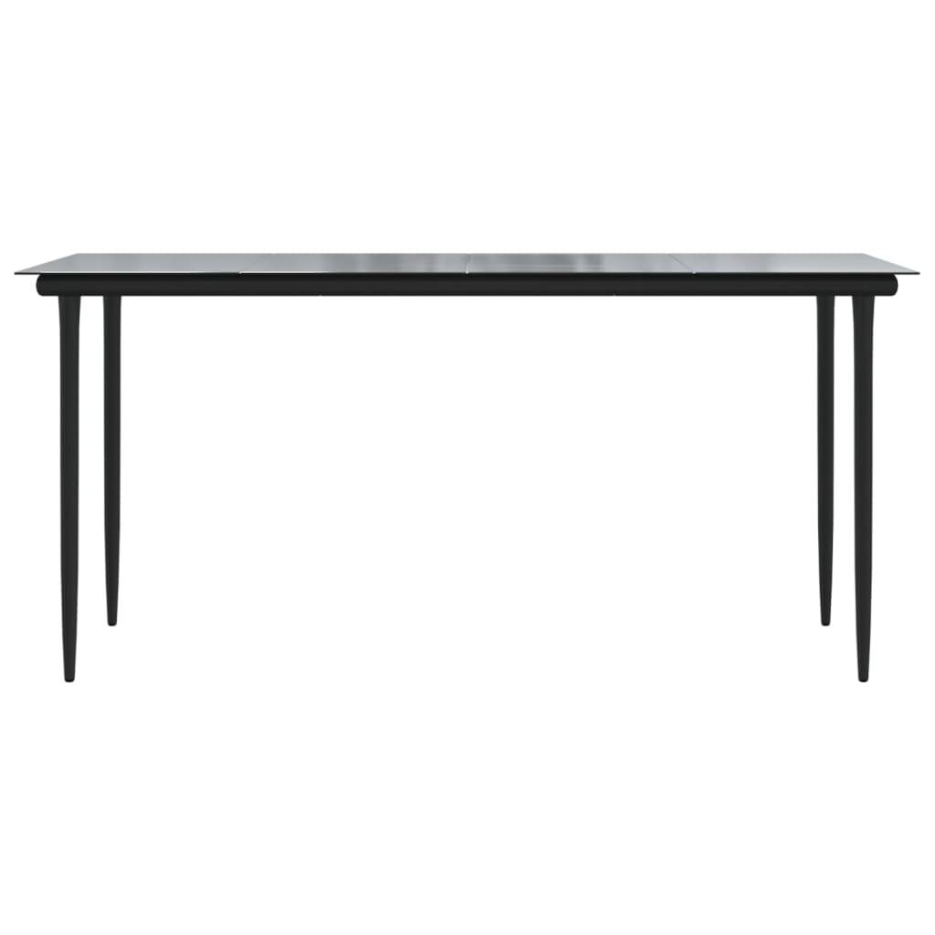 vidaXL Garten-Esstisch Schwarz 160x80x74 cm Stahl und Hartglas