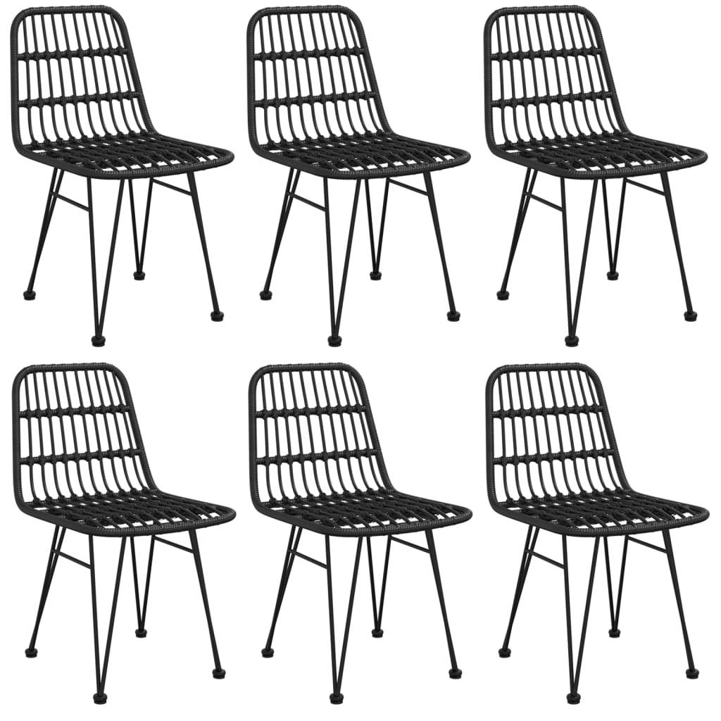 vidaXL 7-tlg. Garten-Essgruppe Schwarz Poly Rattan