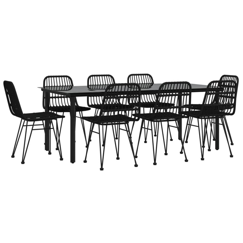 vidaXL 9-tlg. Garten-Essgruppe Schwarz Poly Rattan